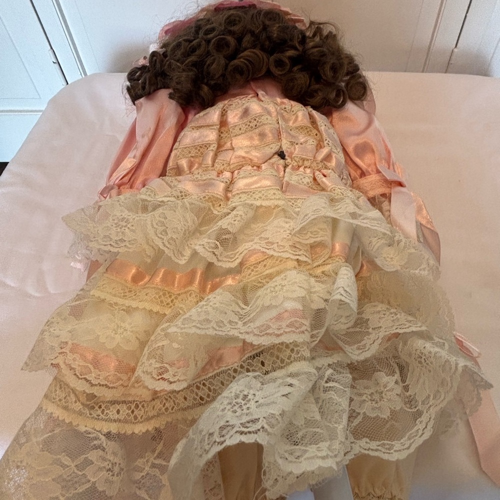 Elegant Pink and Cream Porcelain Doll - Picture 9 of 11